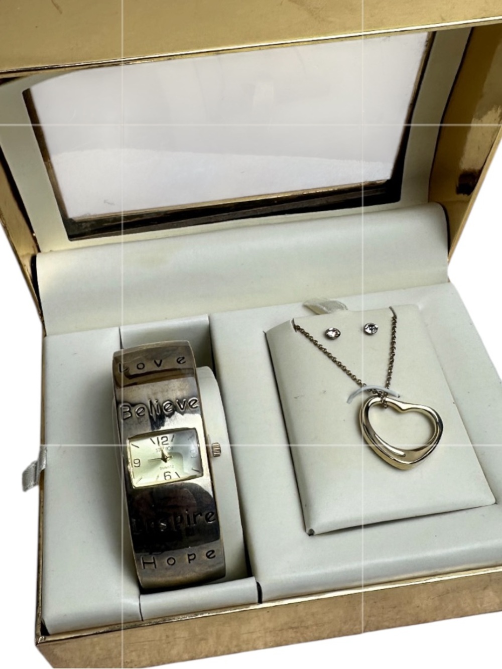 Heart Necklace Earrings and Watch Jewelry New in the Box